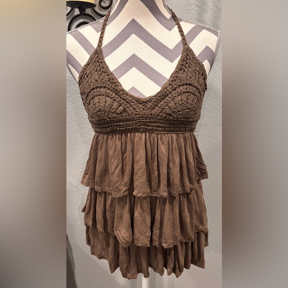 Forever 21 Brown Crochet Knit Top